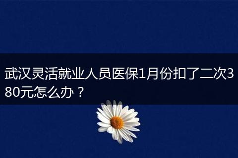 武汉灵活就业人员医保1月份扣了二次380元怎么办？