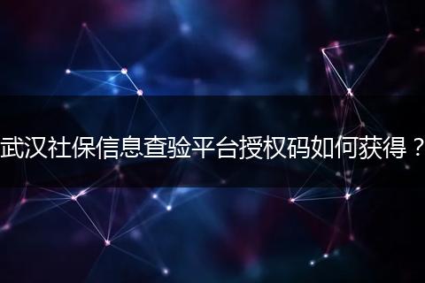 武汉社保信息查验平台授权码如何获得？