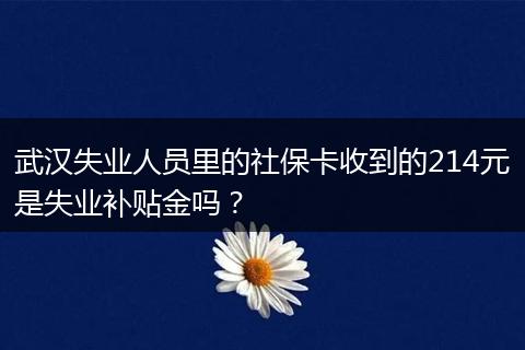 武汉失业人员里的社保卡收到的214元是失业补贴金吗？