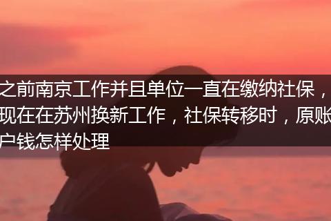 之前南京工作并且单位一直在缴纳社保，现在在苏州换新工作，社保转移时，原账户钱怎样处理