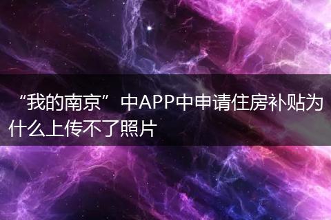 “我的南京”中APP中申请住房补贴为什么上传不了照片
