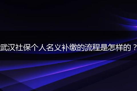 武汉社保个人名义补缴的流程是怎样的？