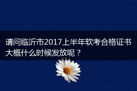 请问临沂市2017上半年软考合格证书大概什么时候发放呢？