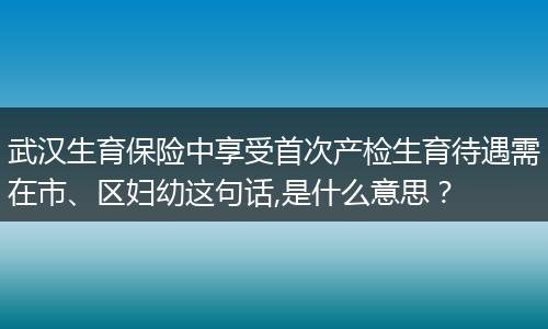 武汉生育保险中享受首次产检生育待遇需在市、区妇幼这句话,是什么意思？
