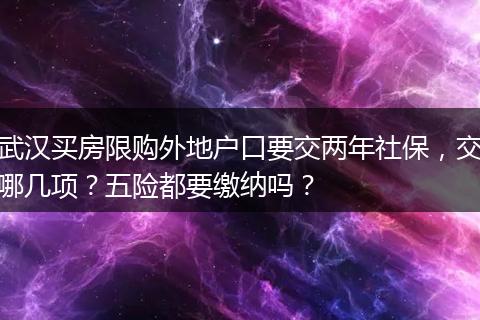 武汉买房限购外地户口要交两年社保，交哪几项？五险都要缴纳吗？