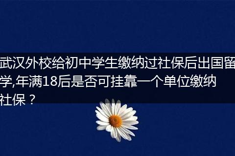 武汉外校给初中学生缴纳过社保后出国留学,年满18后是否可挂靠一个单位缴纳社保？