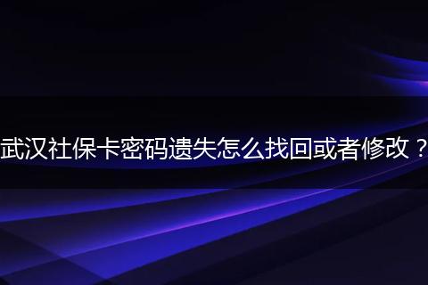 武汉社保卡密码遗失怎么找回或者修改？