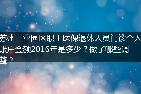 苏州工业园区职工医保退休人员门诊个人账户金额2016年是多少？做了哪些调整？