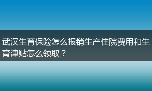 武汉生育保险怎么报销生产住院费用和生育津贴怎么领取？