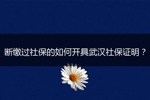 断缴过社保的如何开具武汉社保证明？