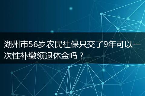湖州市56岁农民社保只交了9年可以一次性补缴领退休金吗？