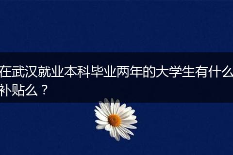 在武汉就业本科毕业两年的大学生有什么补贴么？