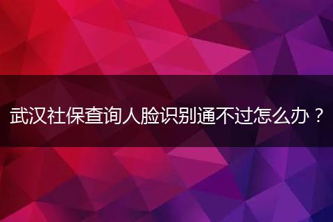武汉社保查询人脸识别通不过怎么办？