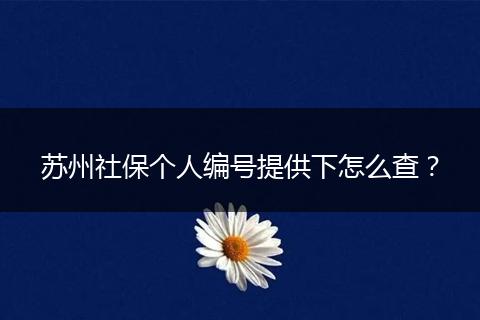 苏州社保个人编号提供下怎么查？