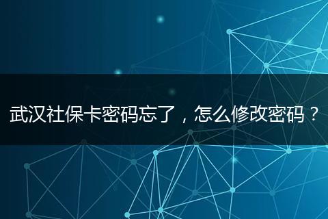 武汉社保卡密码忘了，怎么修改密码？