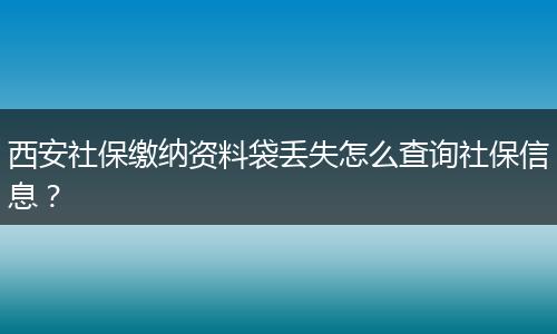 西安社保缴纳资料袋丢失怎么查询社保信息？