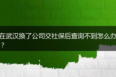 在武汉换了公司交社保后查询不到怎么办？