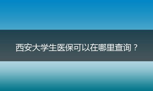 西安大学生医保可以在哪里查询？