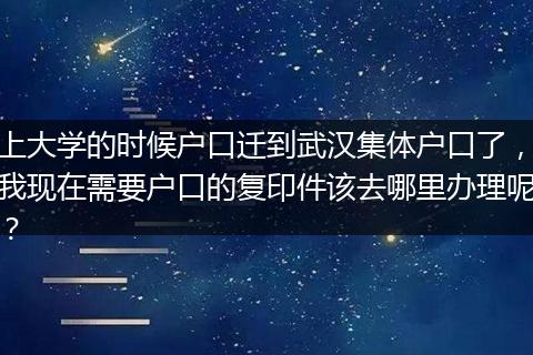 上大学的时候户口迁到武汉集体户口了，我现在需要户口的复印件该去哪里办理呢？