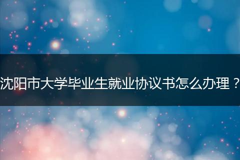 沈阳市大学毕业生就业协议书怎么办理？