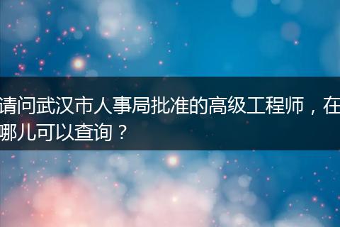 请问武汉市人事局批准的高级工程师，在哪儿可以查询？