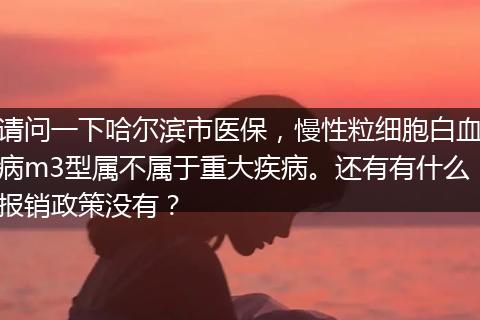 请问一下哈尔滨市医保，慢性粒细胞白血病m3型属不属于重大疾病。还有有什么报销政策没有？