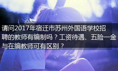 请问2017年宿迁市苏州外国语学校招聘的教师有编制吗？工资待遇、五险一金与在编教师可有区别？