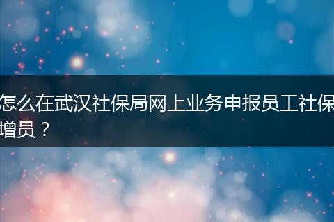 怎么在武汉社保局网上业务申报员工社保增员？