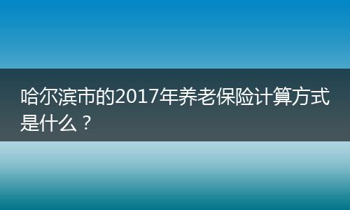 哈尔滨市的2017年养老保险计算方式是什么？