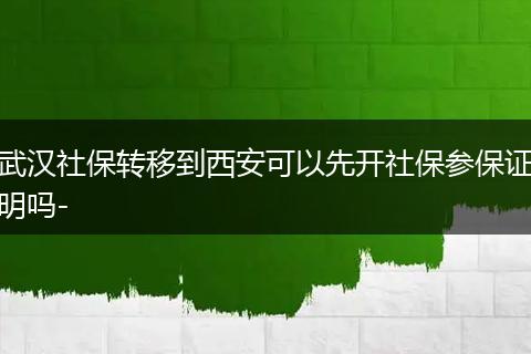 武汉社保转移到西安可以先开社保参保证明吗-