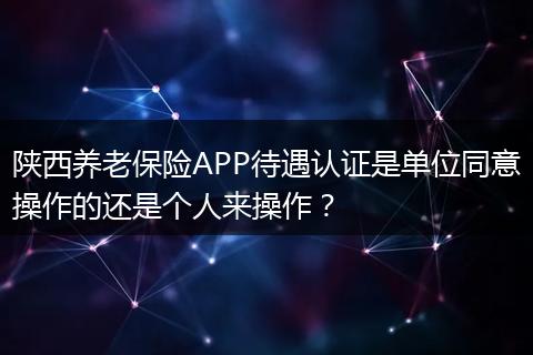 陕西养老保险APP待遇认证是单位同意操作的还是个人来操作？