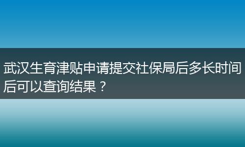 武汉生育津贴申请提交社保局后多长时间后可以查询结果？