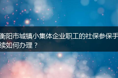 衡阳市城镇小集体企业职工的社保参保手续如何办理？