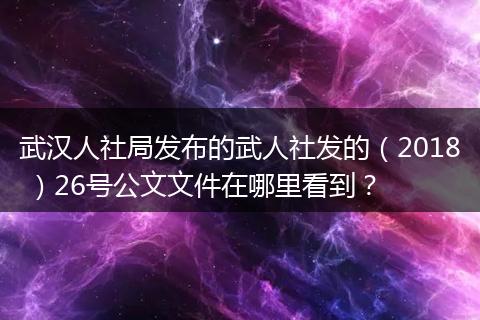 武汉人社局发布的武人社发的（2018 ）26号公文文件在哪里看到？
