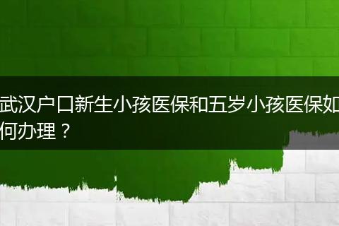 武汉户口新生小孩医保和五岁小孩医保如何办理？