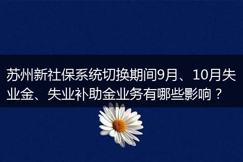 苏州新社保系统切换期间9月、10月失业金、失业补助金业务有哪些影响？