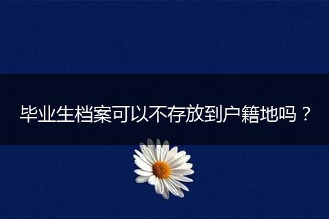 毕业生档案可以不存放到户籍地吗？