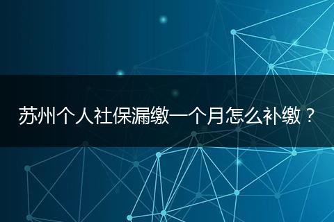 苏州个人社保漏缴一个月怎么补缴？