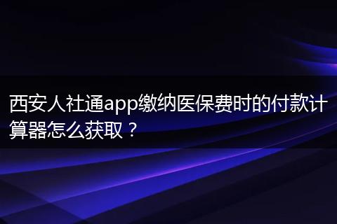 西安人社通app缴纳医保费时的付款计算器怎么获取？