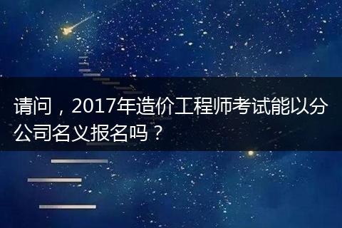 请问，2017年造价工程师考试能以分公司名义报名吗？