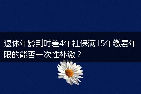 退休年龄到时差4年社保满15年缴费年限的能否一次性补缴？