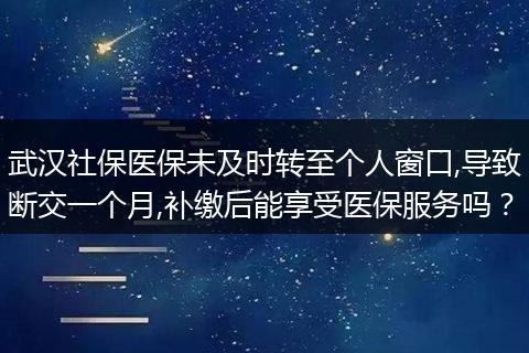 武汉社保医保未及时转至个人窗口,导致断交一个月,补缴后能享受医保服务吗？