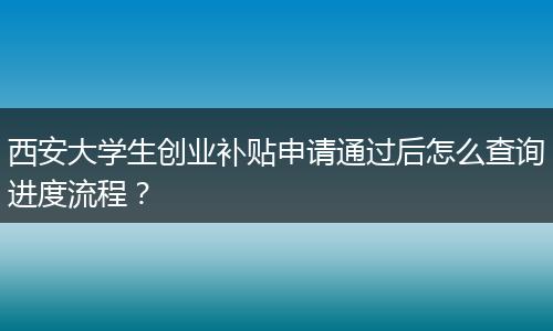 西安大学生创业补贴申请通过后怎么查询进度流程？