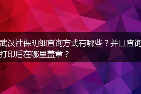武汉社保明细查询方式有哪些？并且查询打印后在哪里盖章？