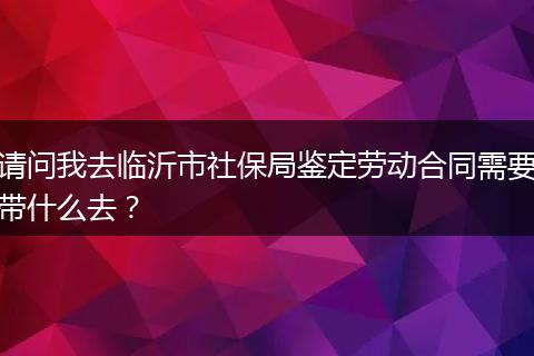 请问我去临沂市社保局鉴定劳动合同需要带什么去？