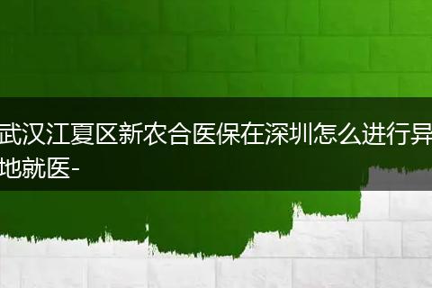 武汉江夏区新农合医保在深圳怎么进行异地就医-