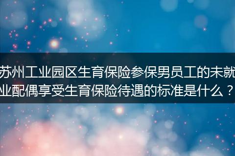 苏州工业园区生育保险参保男员工的未就业配偶享受生育保险待遇的标准是什么？