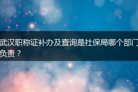 武汉职称证补办及查询是社保局哪个部门负责？