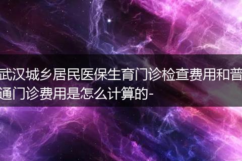 武汉城乡居民医保生育门诊检查费用和普通门诊费用是怎么计算的-