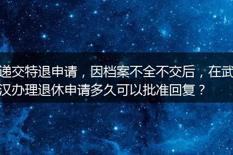 递交特退申请，因档案不全不交后，在武汉办理退休申请多久可以批准回复？